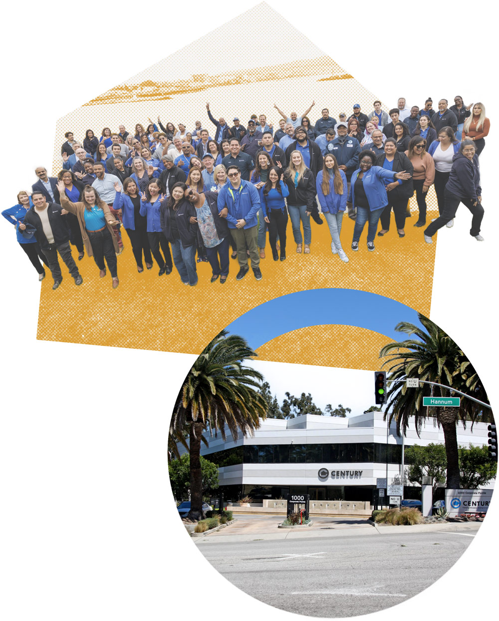 Collage of staff and office in Culver City.