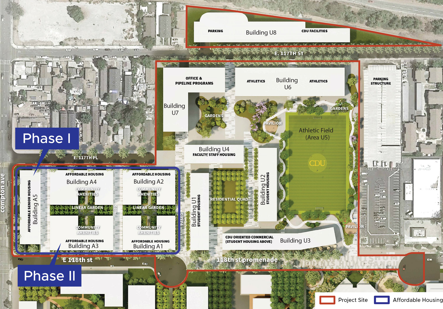 Map of CDU Wellness Campus project showing the proposed affordable housing phasing.